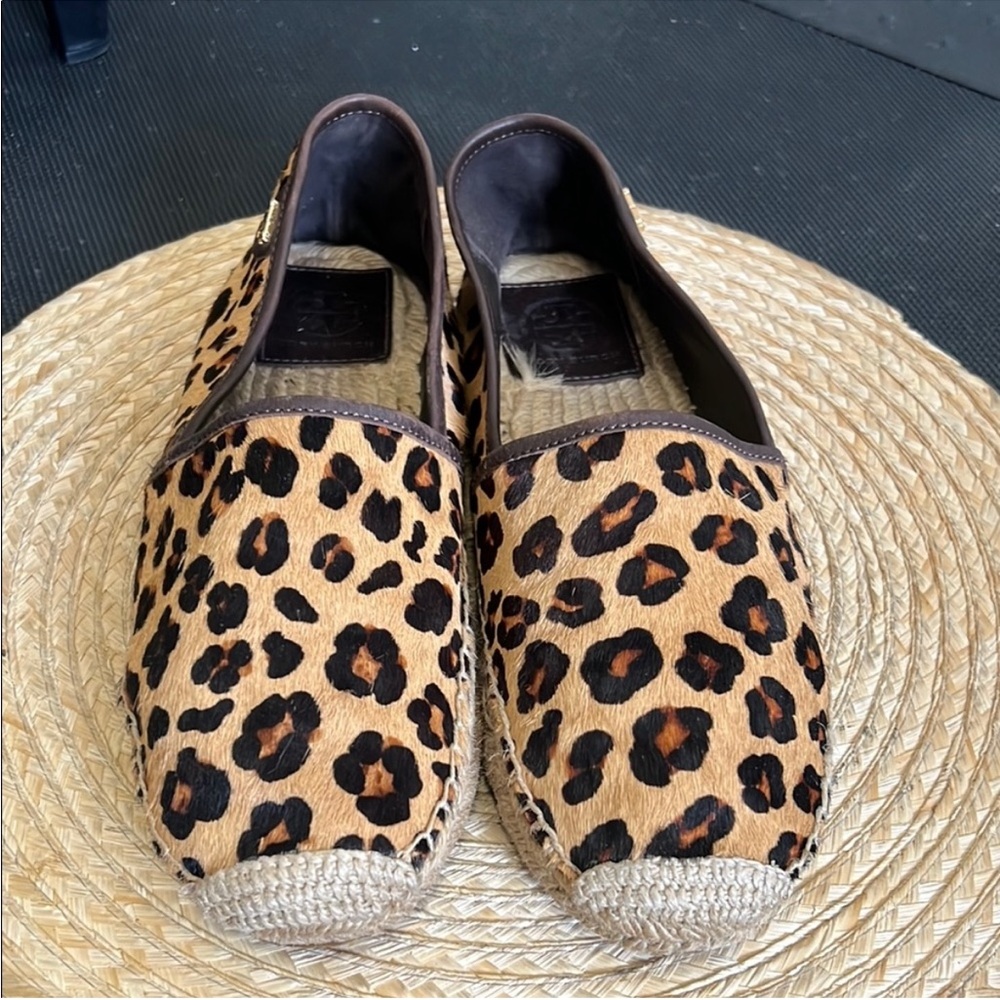 Tory Burch Leopard Print Slip On Espadrilles